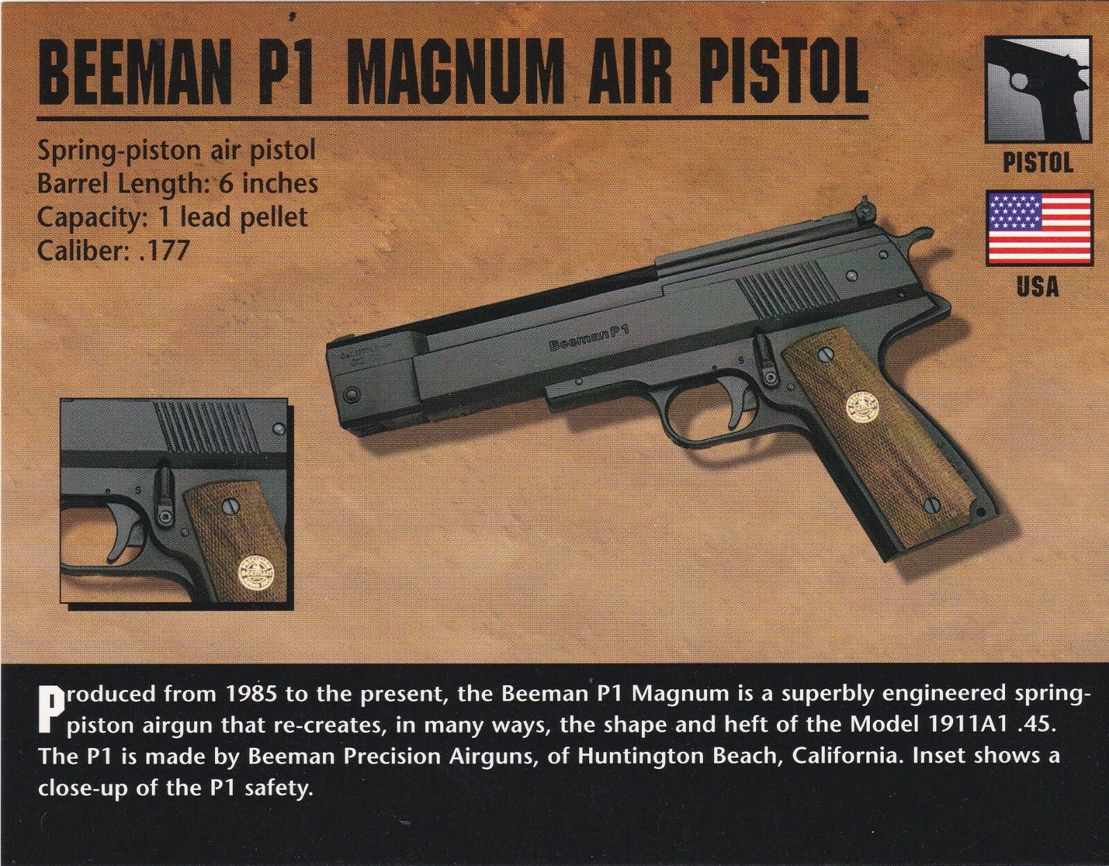 Beeman P1 Magnum Air Pistol Classic Firearms Photo Card u