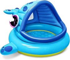 Inflatable Shade Kiddie Pool,Whale Baby Pool Tent, Infant Swimming Pool for Kids