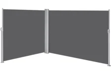 Double-Side Awning with Retractable Screen for Privacy Patio Garden, Dark Gray