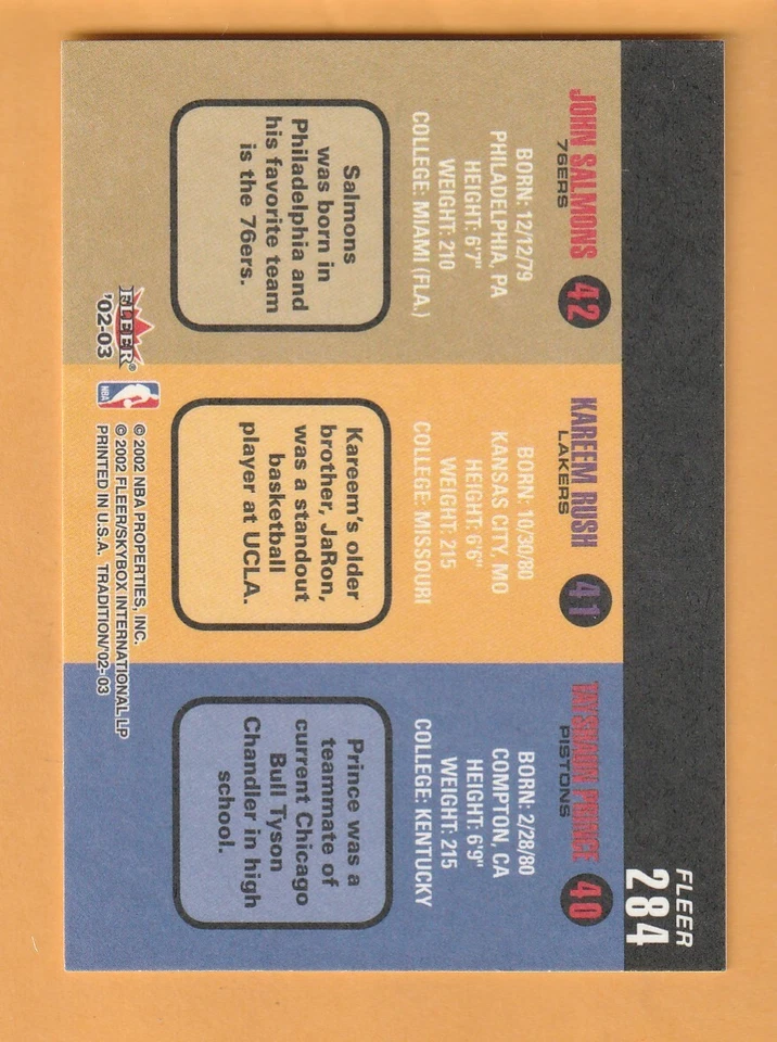 Tayshaun Prince 2002-03 Fleer Tradition #284 RC Rookie Kentucky Wildcats 12I - Image 2 of 2