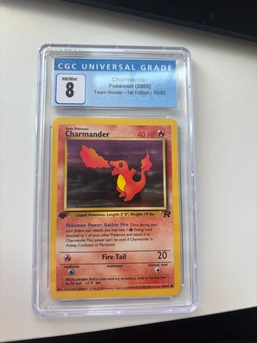 Pokemon Charmander Team Rocket 1st Edition 50/82 CGC 8 NM/Mint