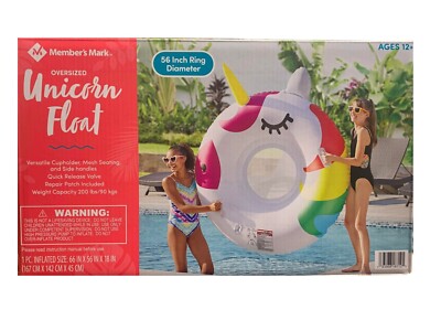 Members Mark Oversized Pool Float Unicorn Design 56in Cupholder Mesh Seat Handle