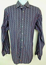 Thomas Dean Long Sleeve Button Up Colorful Striped Mens Club Shirt Size XL