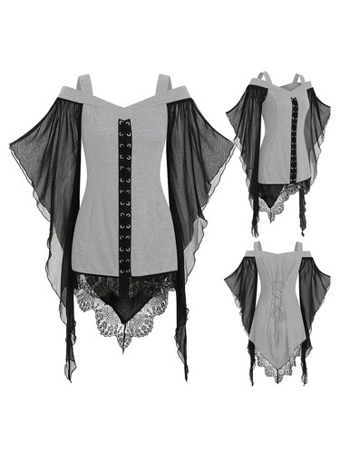 Women Witch Cosplay Costume Halloween Vintage Renaissance Medieval Gothic Dress - Picture 46 of 68