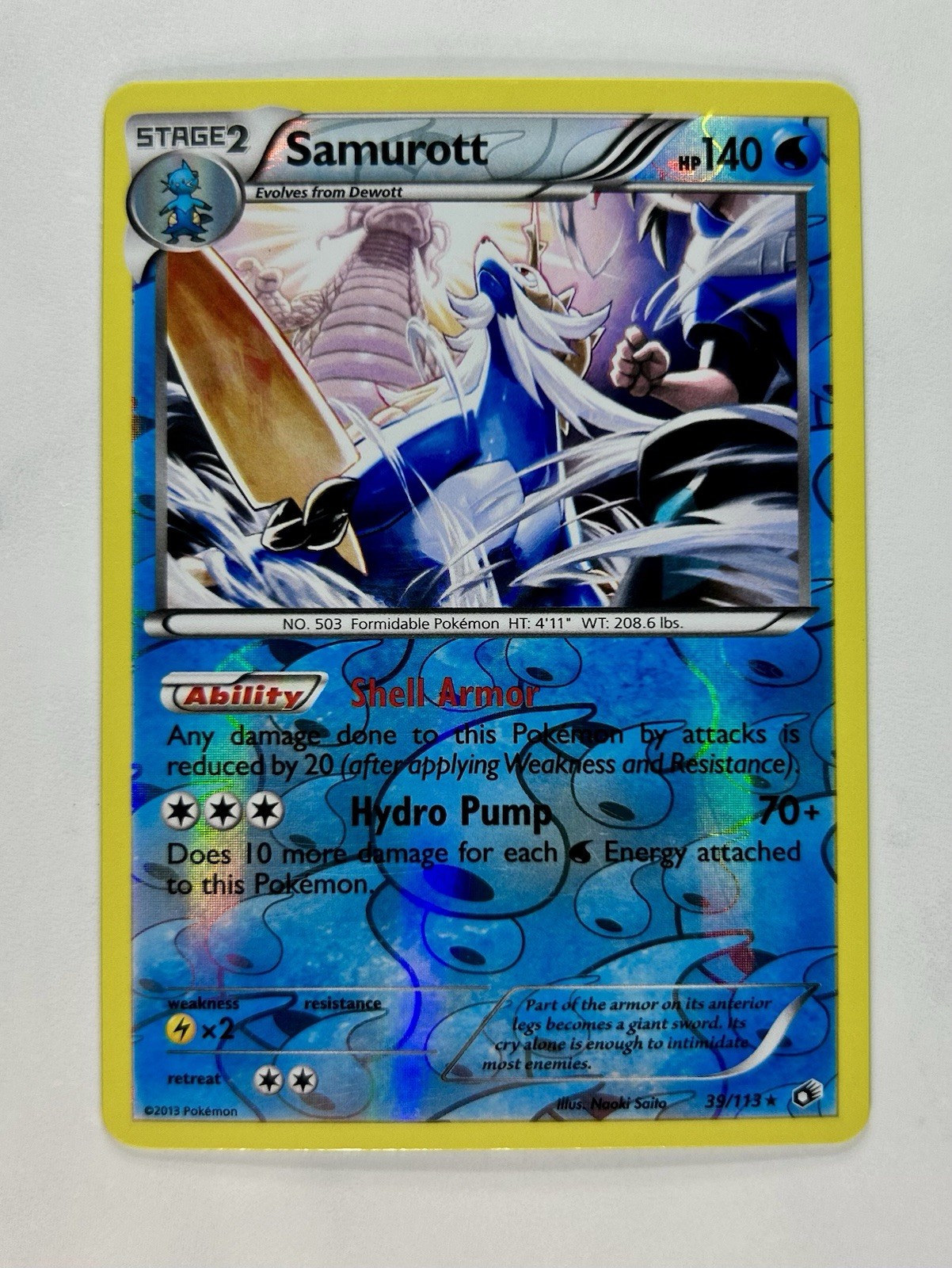 Samurott 2013 Pokemon Legendary Treasures Reverse Holo Rare #39/113 * Near Mint