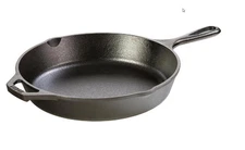 10.25 Inch Cast Iron Skillet – Pre-Seasoned Frying Pan with Teardrop Handle –...