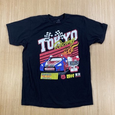 Hello Kitty Shirt Mens Large Black Tokyo Racing Car Graphic Tee Speed Car Drift 