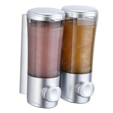 Shampoo and Conditioner Dispenser, Shower Soap Dispenser 2 Silver 2 Chamber