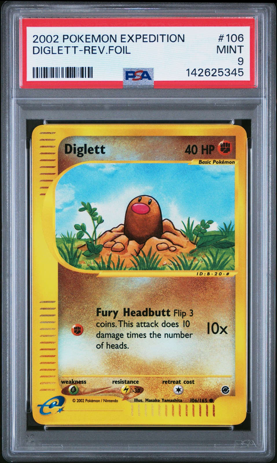 2002 POKEMON EXPEDITION #106 DIGLETT-REVERSE FOIL PSA 9