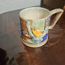 H J Wood Ltd Burslem handpainted Tavern Scene embossed  Mug Fully stamped