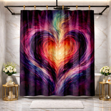 Vibrant Art Colorful Heart Bathroom Shower Curtain 72x72 Polyester Decor