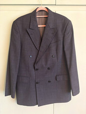 Marks & Spencer vintage merino double Breasted Grey glen Check Suit 40" 34W 31L 