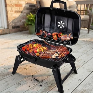Grille de charbon portable 18" BBQ Fumers Camping Patio Backyard Noir