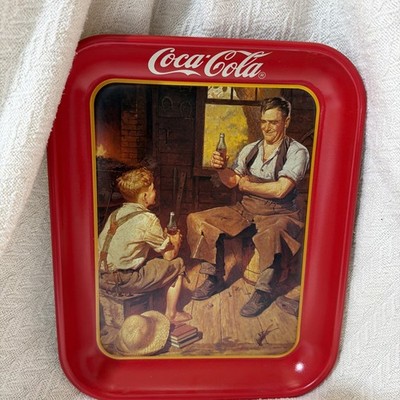 Coca Cola Tray Village Blacksmith 1987-88  Repro -1933 graphics 