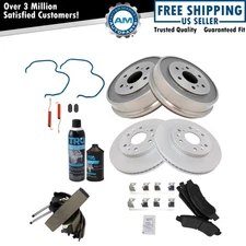 Semi Metallic Brake Pad Shoe Coated Rotor Drum Kit w/ Hardware w/Chemicals
