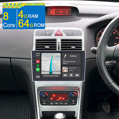 4+64G 8 Core Autoradio CarPlay Android 15 GPS DSP Navi Für Peugeot 307 2001-2008