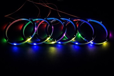 6PCS 8in Chasing LED Speaker Rings Marin Truck Car Audio Lighting Kit App Remote