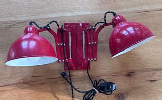 Pair of Red Wall Lamp Accordion Scissor Extension Lamp Dimmable Toggle Farmhouse