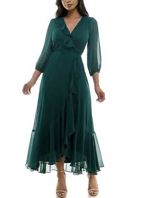 green emerald velvet dress Maison Tara 92034M - Long Chiffon A-Line Dress