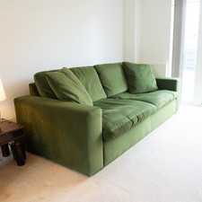 John Lewis Mellow Grand 4 Seater Sofa - Plush Velvet Olive Green