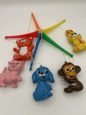 The First Years Vintage 1972 Crib Mobile Baby Animals Cat Dog Monkey Bunny Bear