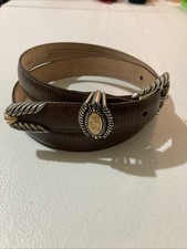 VTG Vintage 90s Brighton Belt Medium Brown Leather Coins Greco-Roman Belt