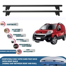 Roof Bars Cross Bars for Fiat Fiorino/Qubo Van 2007-2024 Lockable 2X Black