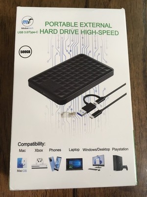 NEW ModusTech Facet 500GB Portable USB-C External Hard Drive - Black