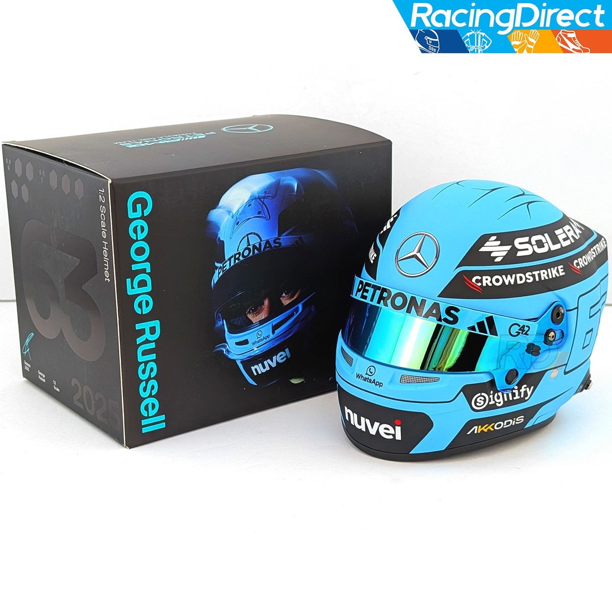 2025 George Russell Mini Helmet - 1:2 Scale Bell F1 Helmet - Model