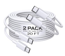 2Pack USB C to USB C Cable 20FT 60W Fast Charging, Extra Long Durable