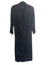 Karen Kane Womens Plus Size 3X Faux Wrap Dress Black Side Gather #4685