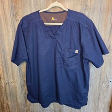 Carhartt C15108 Men Ripstop Navy Utility Scrub Shirt Size XL - nurse medic work