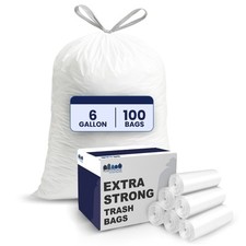 Plasticplace 6 Gallon Drawstring Bags - White...