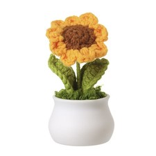 Knitted Sunflower In White Pot by Heaven Sends