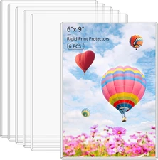 6PCS 6" X 9" Rigid Print Protectors Clear Hard Plastic Large Card Sleeves for Ju