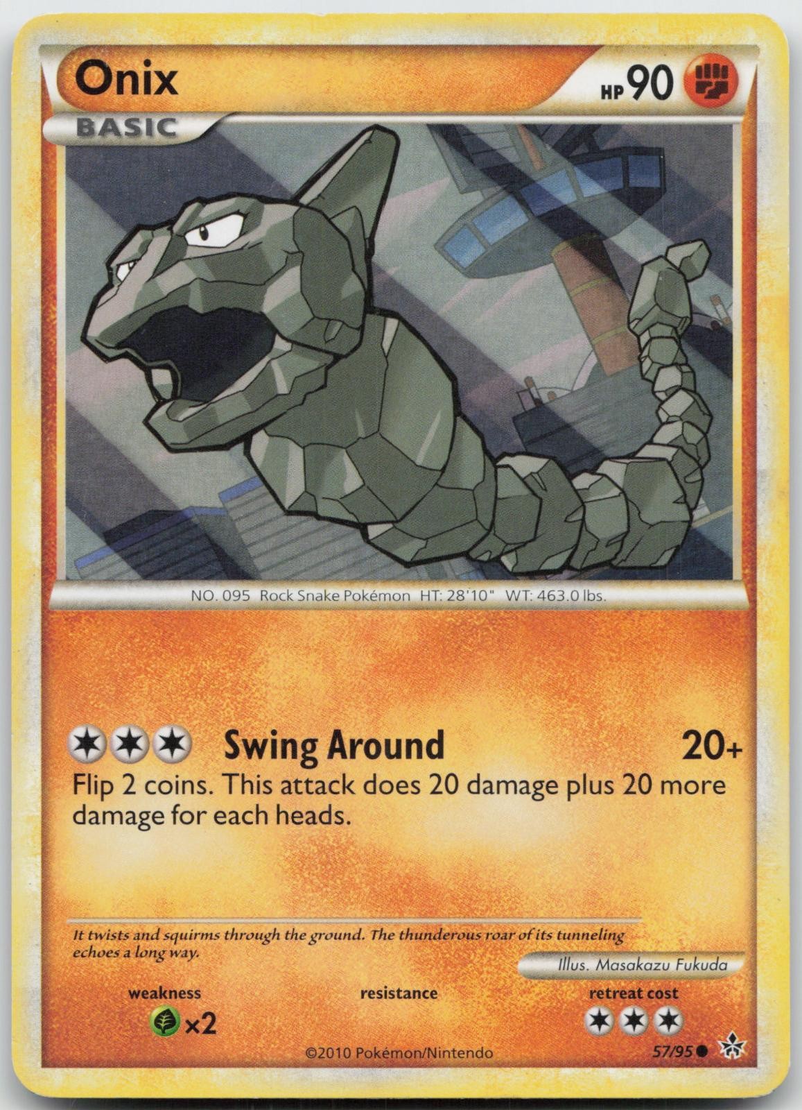 Onix 57/95 Common HGSS Unleashed Pokemon Moderately Played