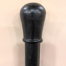 Hand Carved Spiral Wood Walking Stick Black Knob Handle Vintage Style Cane