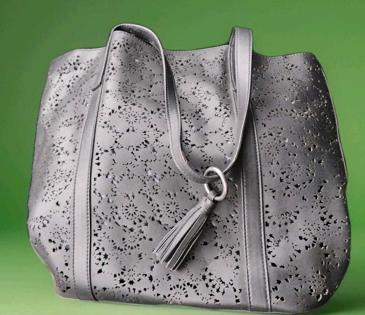 Lucky Brand Large Leather Woven Tote Bag In Black