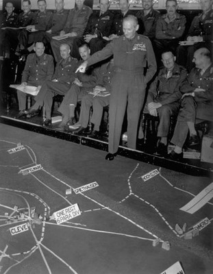 Field Marshal Montgomery standing on a technical relief map which - Old Photo