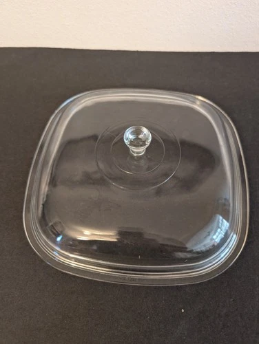 Pyrex P-12-C Square Glass Replacement Lid Clear 10.25” Corning Ware VGC
