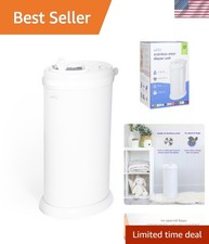 Elegant White Steel Diaper Pail - Odor Locking  No Special Bags Required
