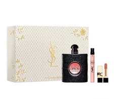 Ysl BLACK OPIUM 3pc Gift Set With 3oz+0.33oz EDP + 0.4oz LIPSTICK 