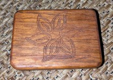 Wooden Vintage Belt Buckle Brown Wood Grain Flower Indian Lotus 4" Handcrafted