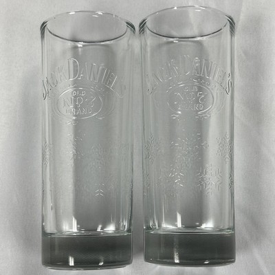 Jack Daniels Old No. 7 Holiday Etched Snowflake Highball Glasses