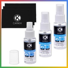 Lens Screen Cleaner Spray 3pk Microfiber Cloth For Camera Phone Tablet 3 Bottles