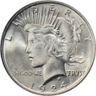 1924-P Peace Dollar OGH PCGS MS64 Blast White Strong Strike