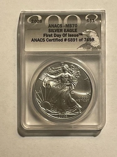 2008 American Silver Eagle $1 MS70 ANACS ~First Day Of Issue~ Perfect🔥!