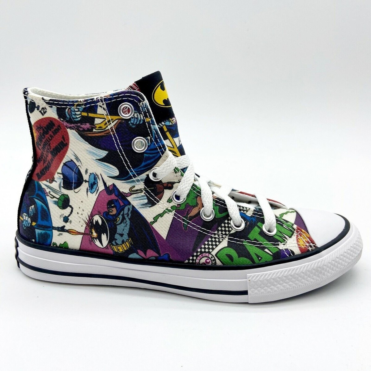 Converse CTAS Hi White Black DC Comics Batman Youth Kids Shoes 