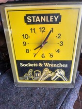 Stanley Electric Tools light up Advertising wall clock Vintage 1970s