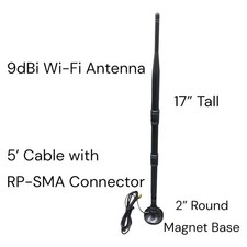 9dBi Wi-Fi Magnet Base Antenna with 5' Cable and RP-SMA Connector - 50 Off More